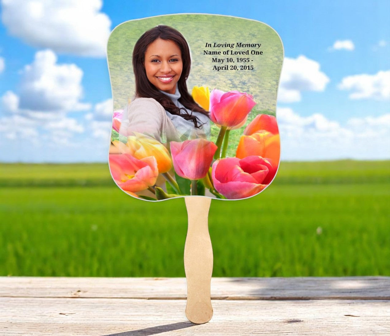 Harvest Memorial Fan With Wooden Handle (Pack of 10)