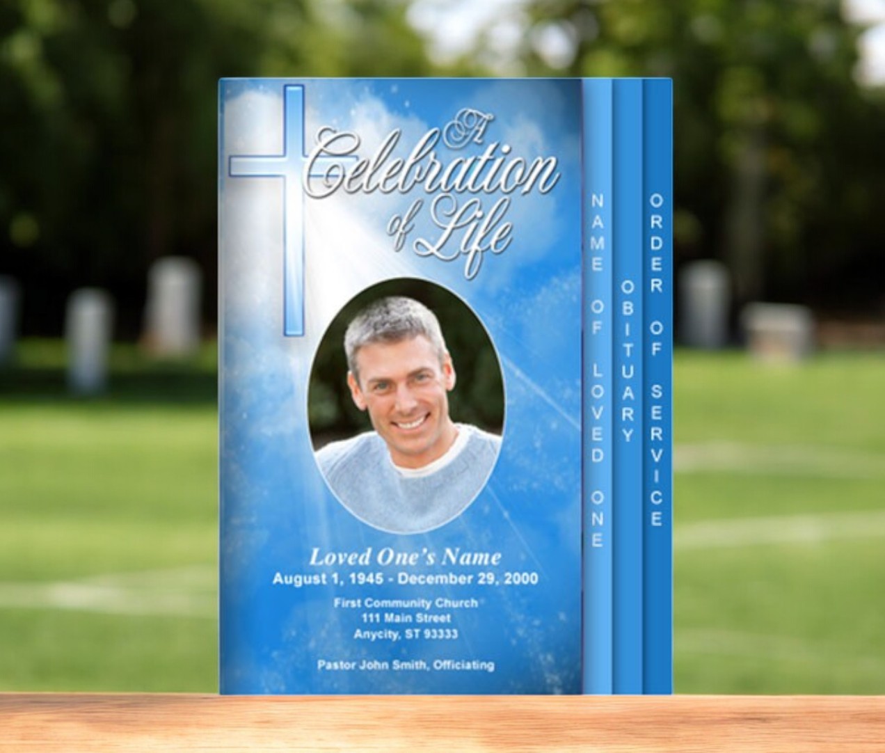 Heaven 8-Sided Graduated Funeral Program Template