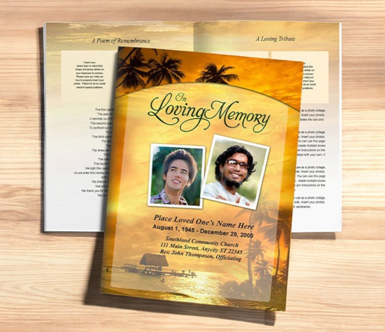 Island Funeral Booklet Template