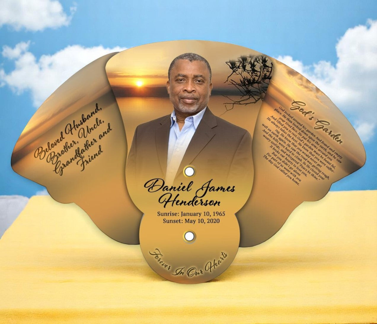 Kenya Folding Memorial Fan (Pack of 10)