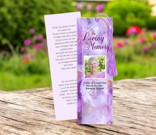 Lavender Memorial Bookmark Template