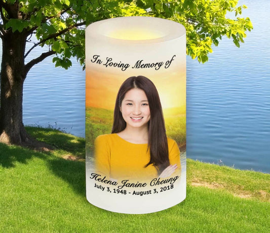 Sunset Personalized Flameless LED Memorial Candle