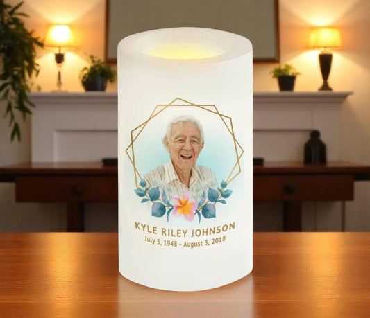 Hexagon Personalized Flameless LED Memorial Candle