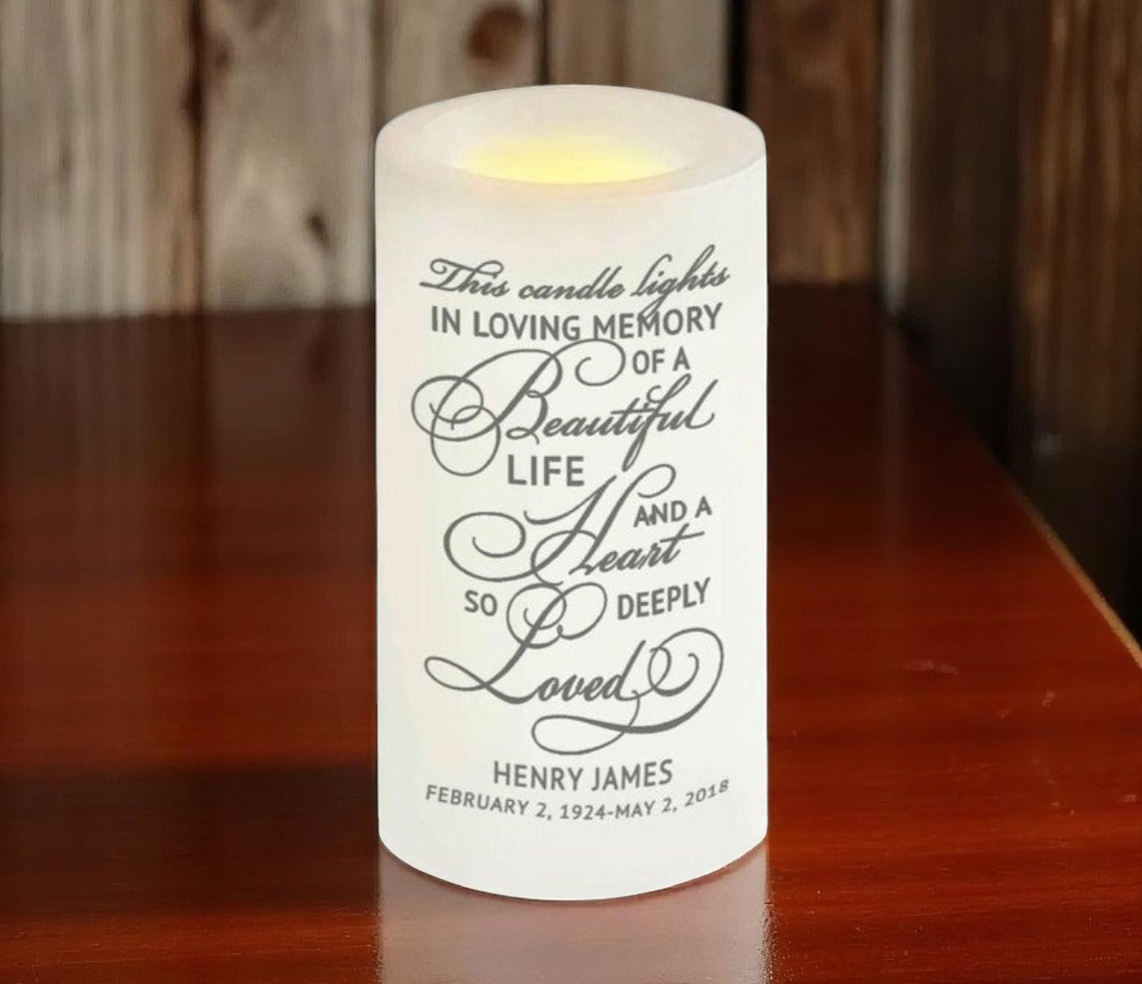 Beautiful Life LED Flameless Personalized Memorial Candle
