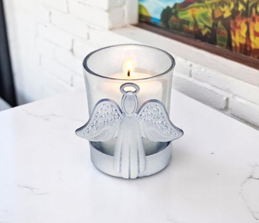 Metal Angel Memorial Votive Holder With Candle