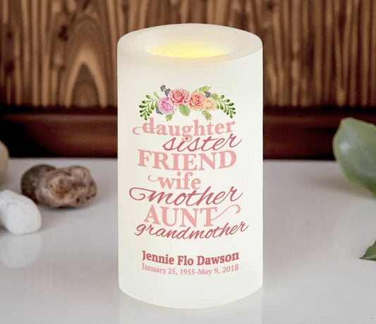 Beloved Her Personalized Flameless LED Memorial Candle
