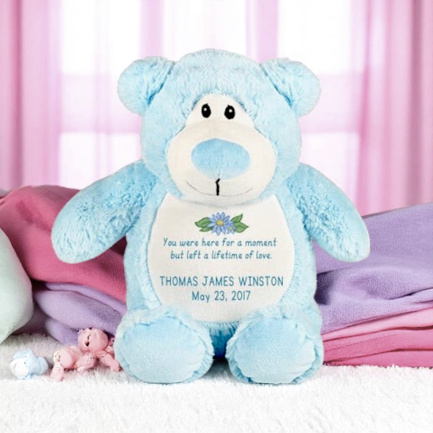 Light Blue Teddy Bear Stuffed Animal Memorial Urn
