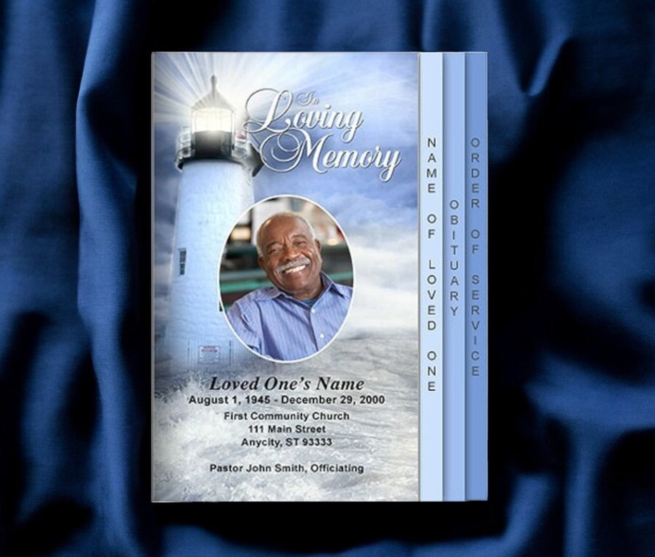 Lighthouse 8-Sided Funeral Graduated Program Template