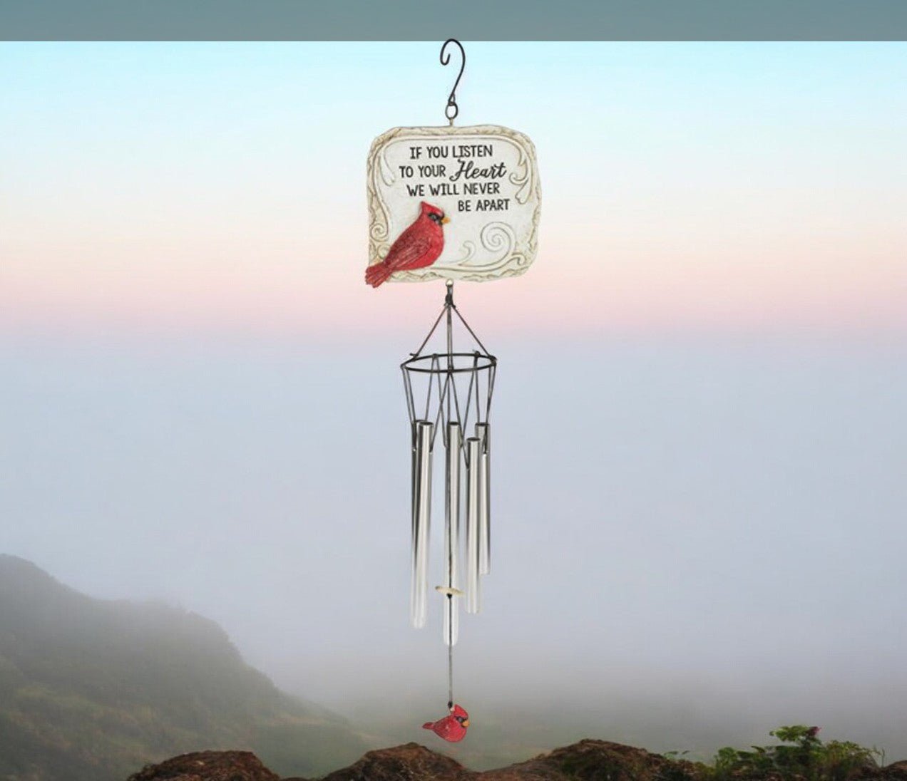 Listen To Your Heart Cardinal Garden Memorial Wind Chime - Funeral Program - Site Funeral Programs & Templates