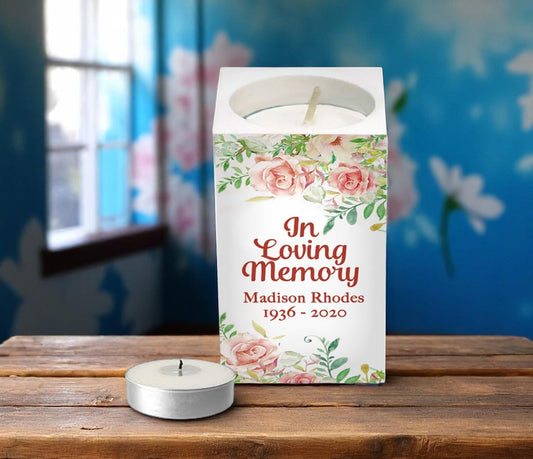 Spring Floral Personalized Mini Memorial Tea Light Candle Holder