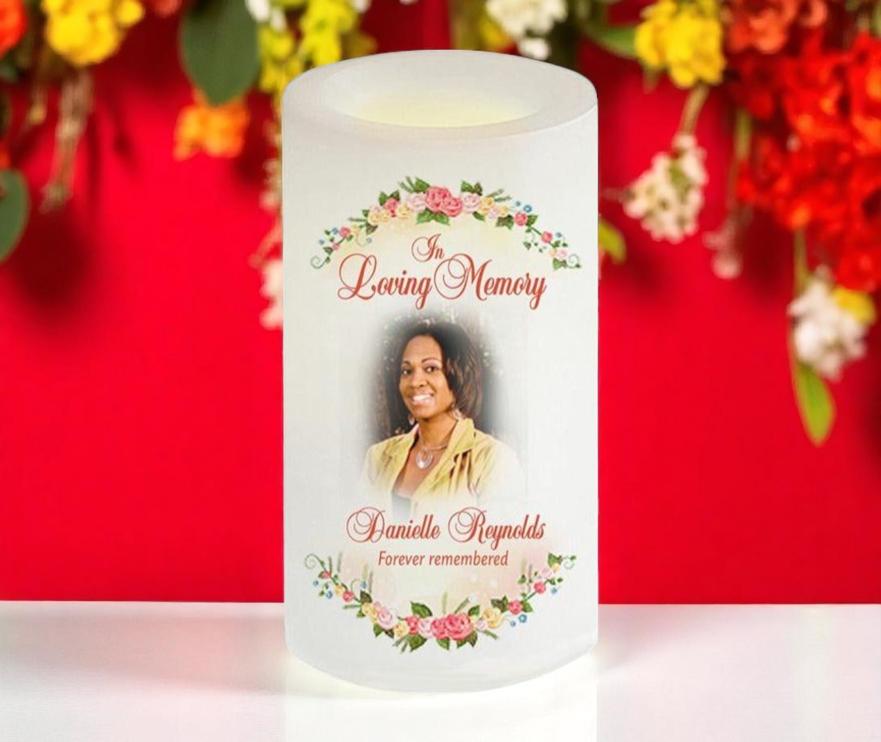 Victoria Flameless LED Personalized Memorial Candle