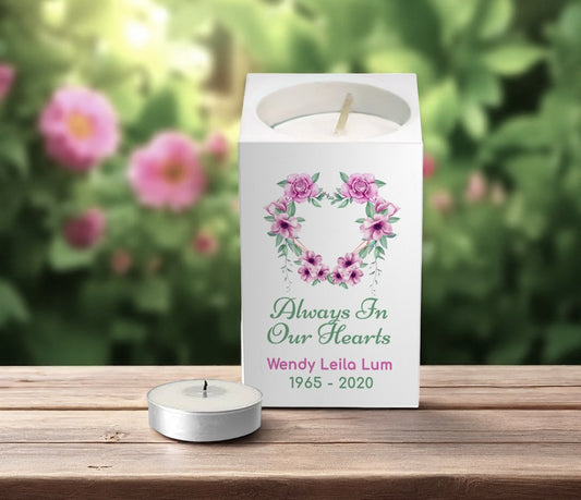 Heart Personalized Mini Memorial Tea Light Candle Holder