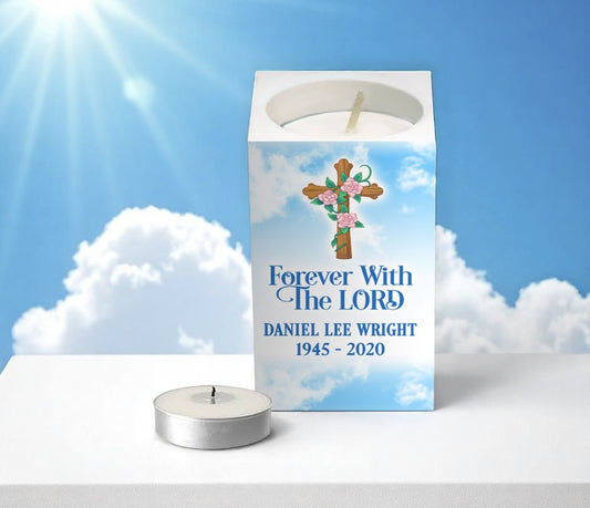 Faith Cross Tea Light Memorial Candle Holder