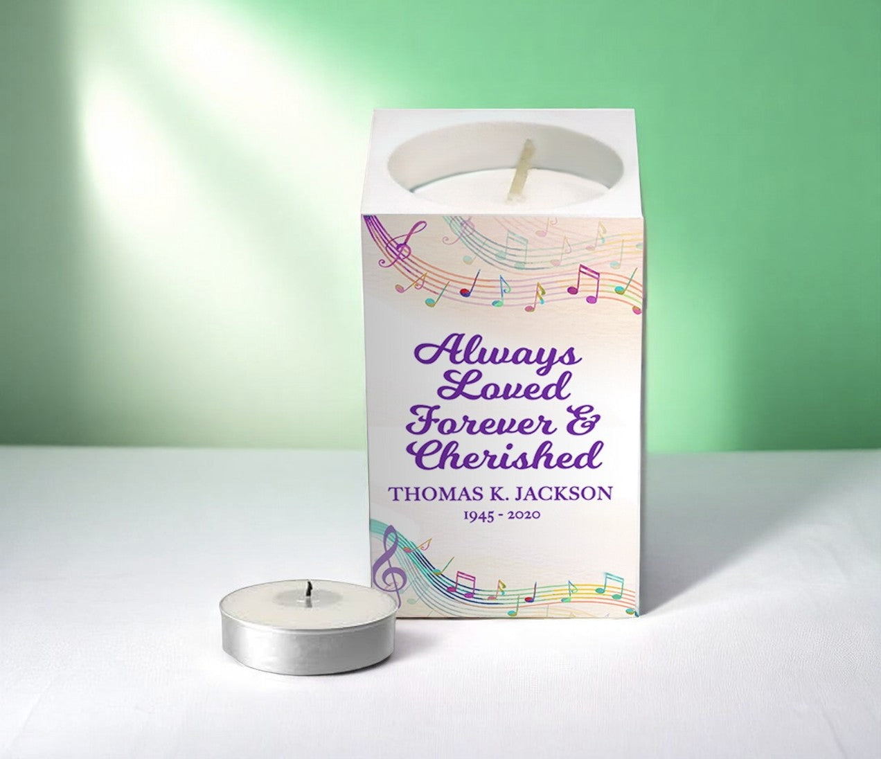 Musical Personalized Mini Memorial Tea Light Candle Holder