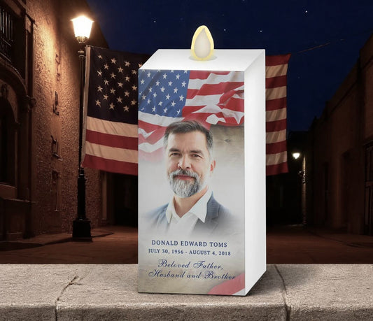 U.S. Flag Square Dancing Wick LED Memorial Candle