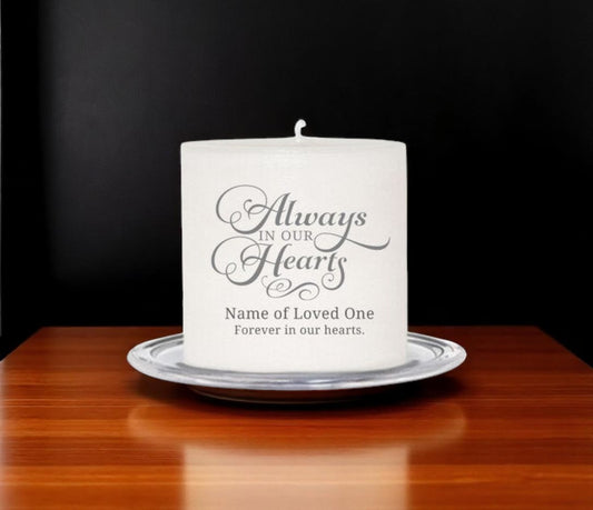 Always In Our Hearts Small Wax Memorial Candle