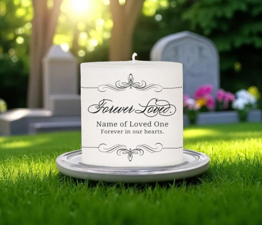 Arabasque Personalized Small Wax Memorial Candle