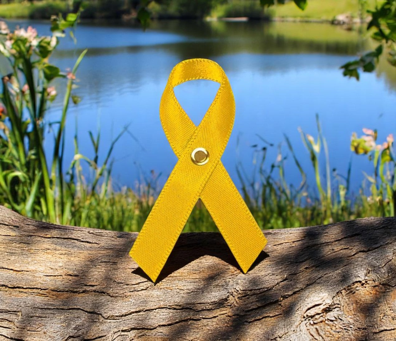 Mini Amber Cancer Ribbon, Awareness Ribbons - Pack of 10