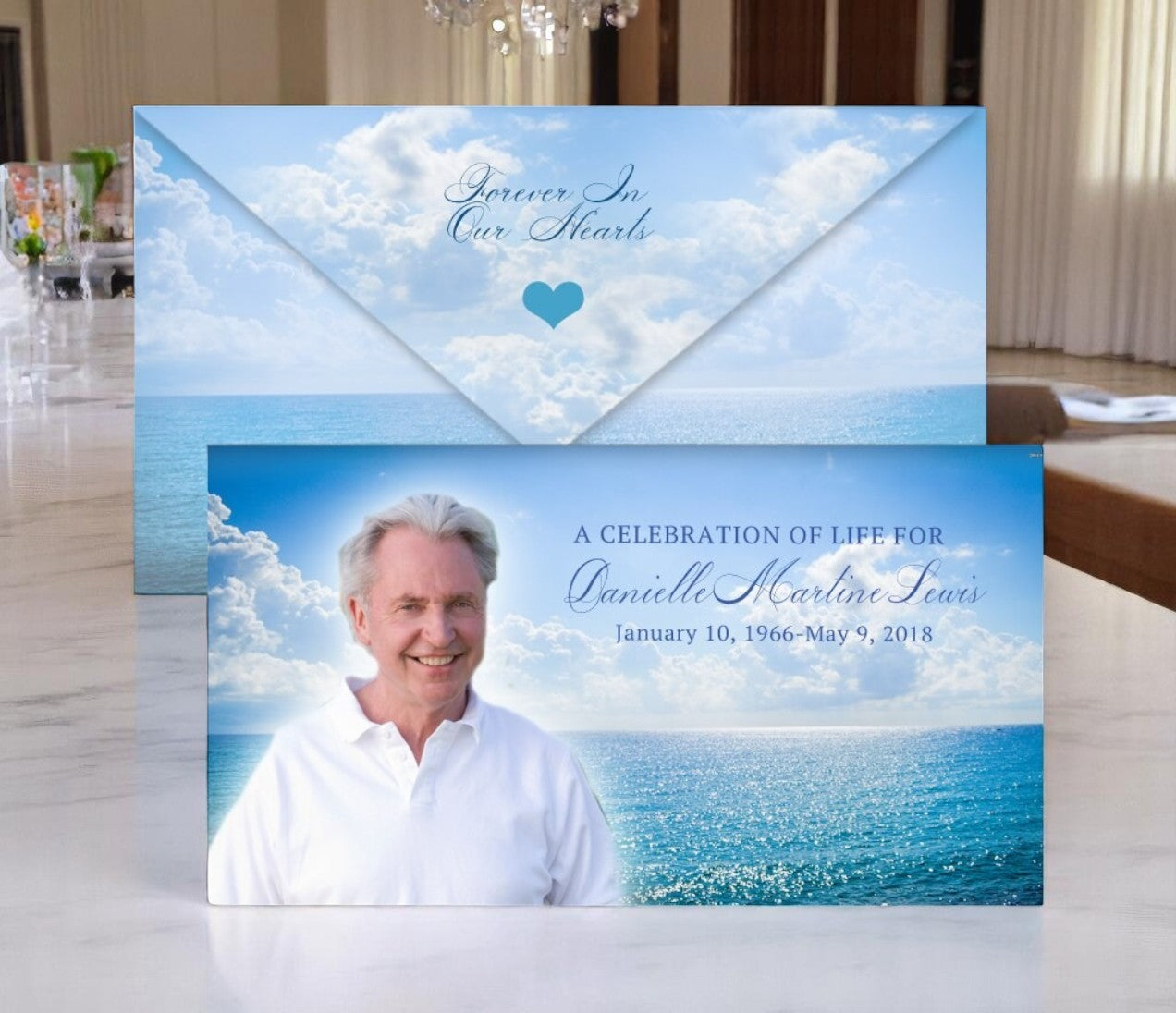 Ocean Breeze Envelope Fold Funeral Program Design & Print (Pack of 50)