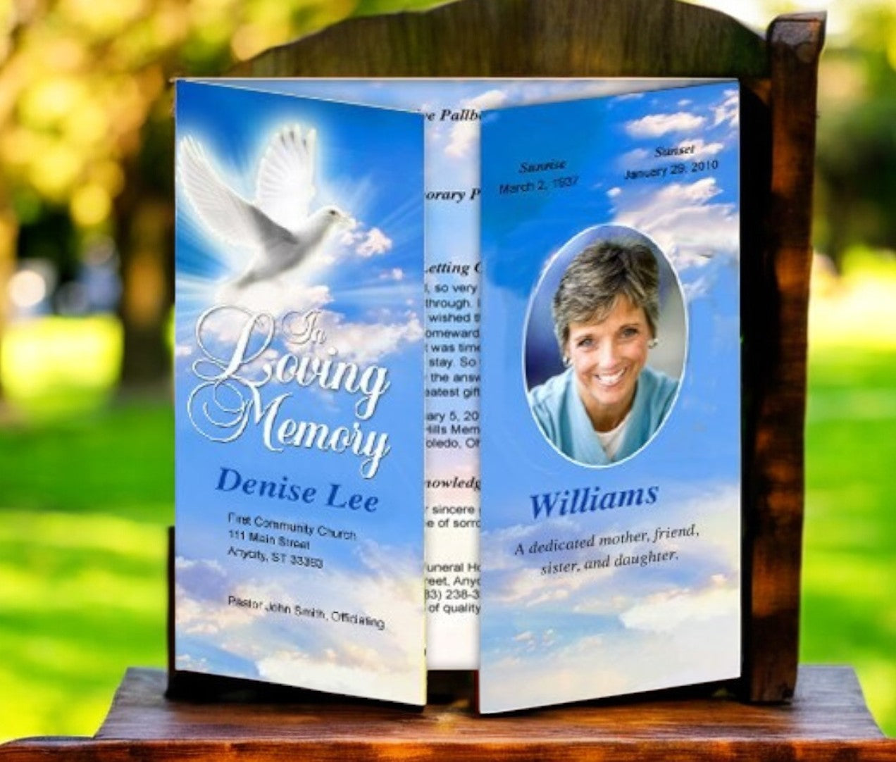 Peace Gatefold Funeral Program Template