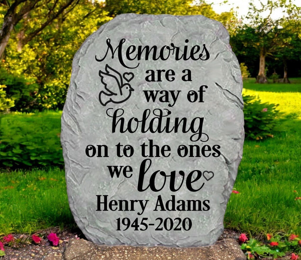 Personalized Holding Memories Memorial Garden Stone - Funeral Program - Site Funeral Programs & Templates