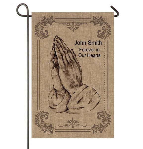 Personalized Praying Hand Garden or Cemetery Flag - Funeral Program - Site Funeral Programs & Templates