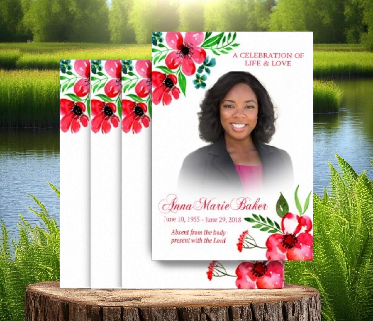 Pink Blossoms Memorial Card Design & Print (Pack of 50)