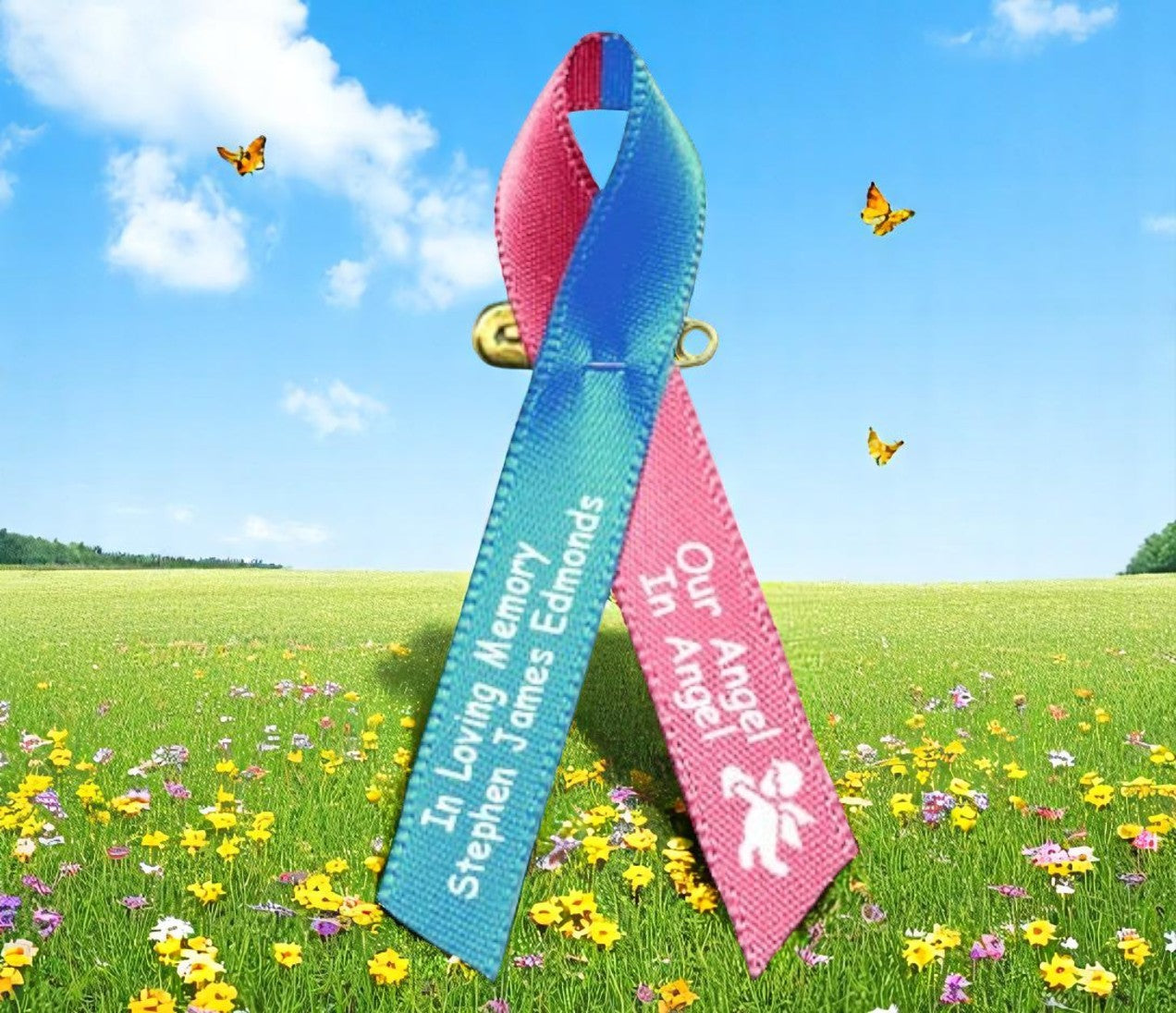 Blue Pink Awareness Ribbon Child Loss Baby - Pack of 10