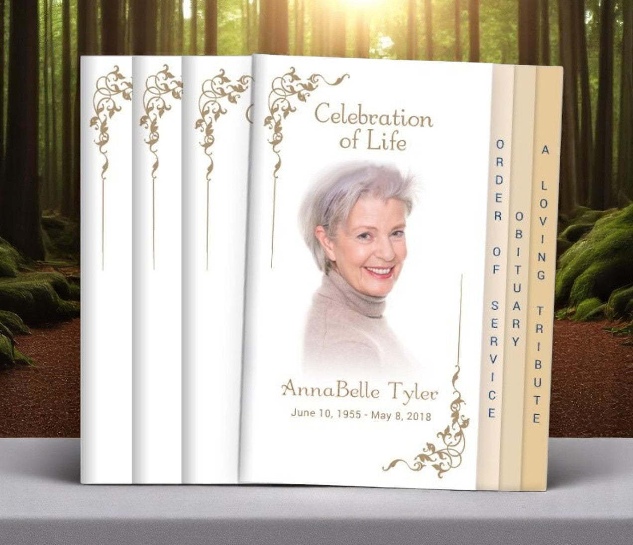Platinum 8-Sided Graduated Funeral Program Design & Print (Pack 50)