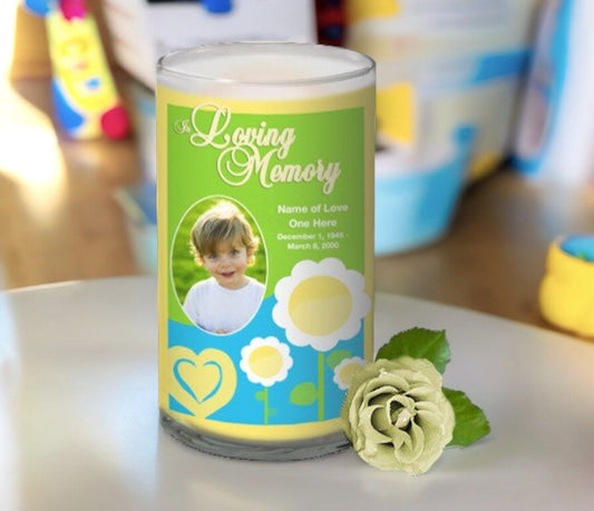 Playful Personalized Glass Memorial Candle - The Funeral Program Site