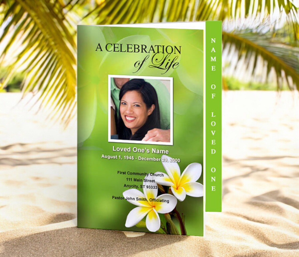 Plumeria 4-Sided Graduated Funeral Program Template