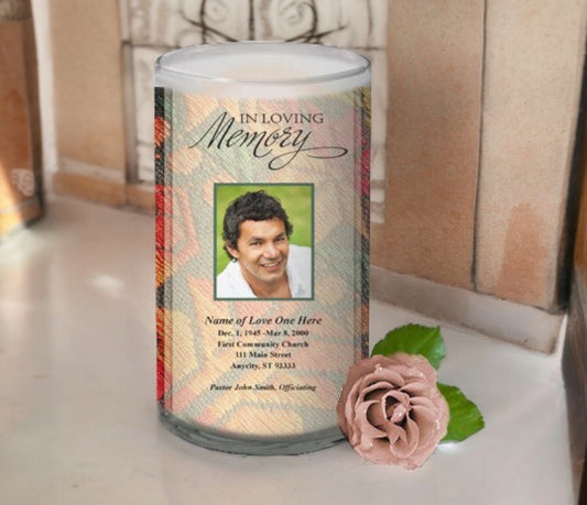 Poncho Personalized Glass Memorial Candle - The Funeral Program Site