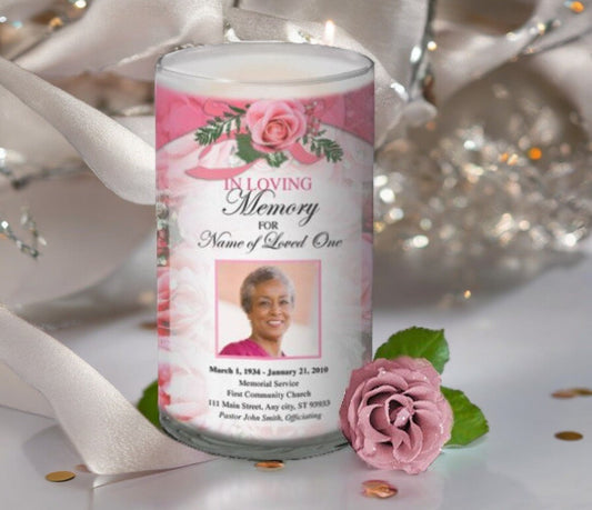 Precious Personalized Glass Memorial Candle - The Funeral Program Site