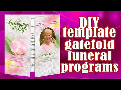 Pink Calle Lilies Gatefold Funeral Program Template