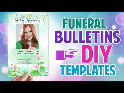 Butterfly Fusion Watercolor Funeral Program Template
