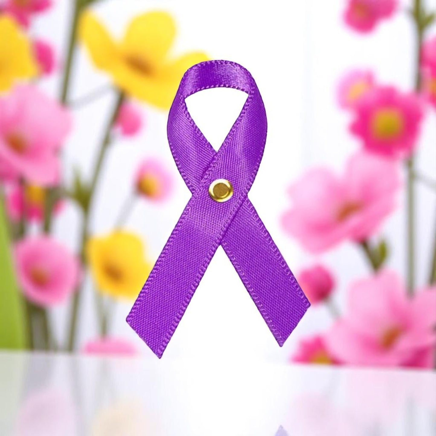 Mini Purple Cancer Ribbon, Awareness Ribbons - Pack of 10