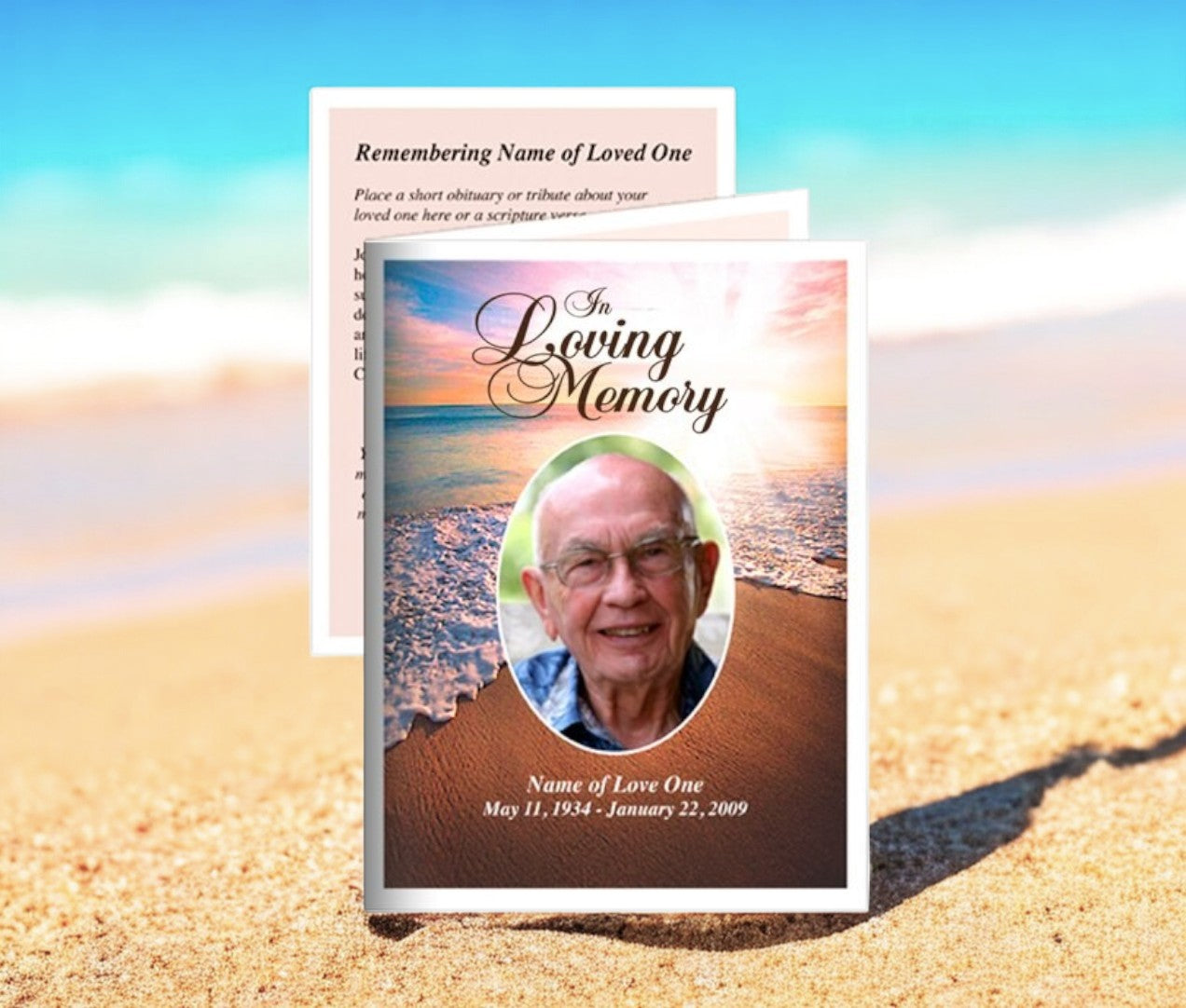 Radiance Small Memorial Card Template