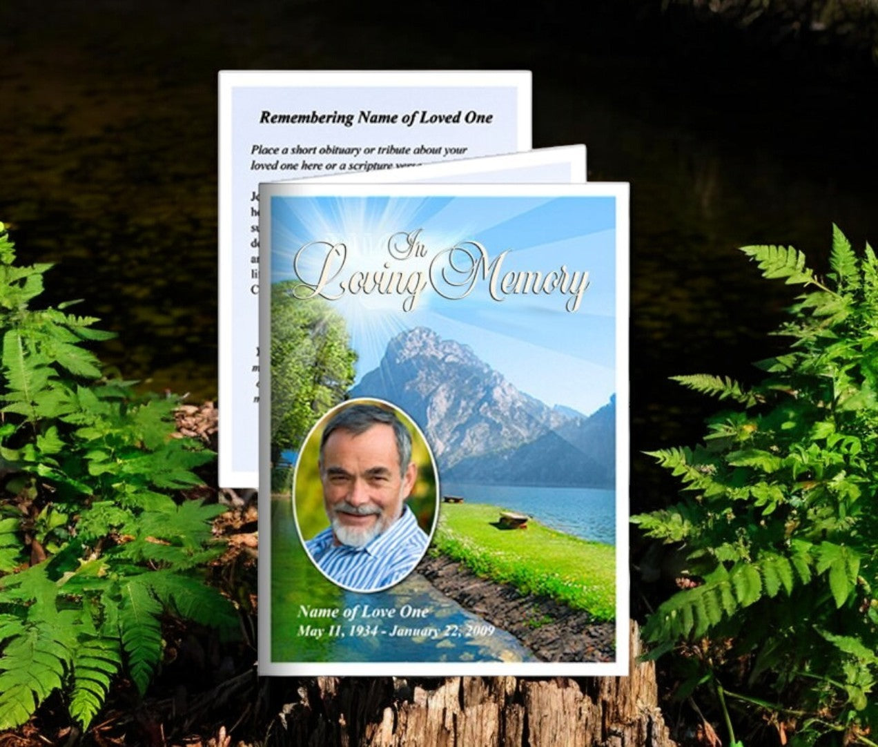 Reflection Small Memorial Card Template