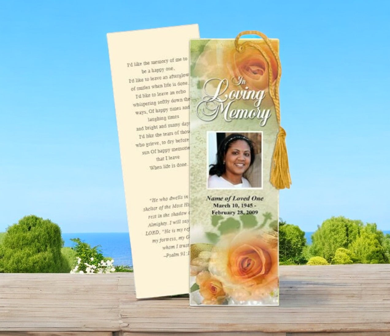 Rejoice Memorial Bookmark Template