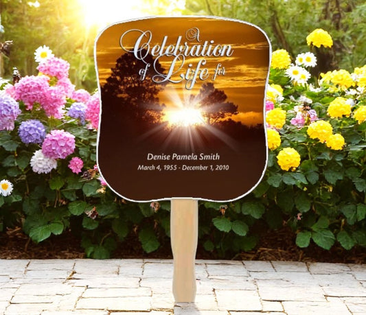Renewal Memorial Fan With Wooden Handle (Pack of 10)