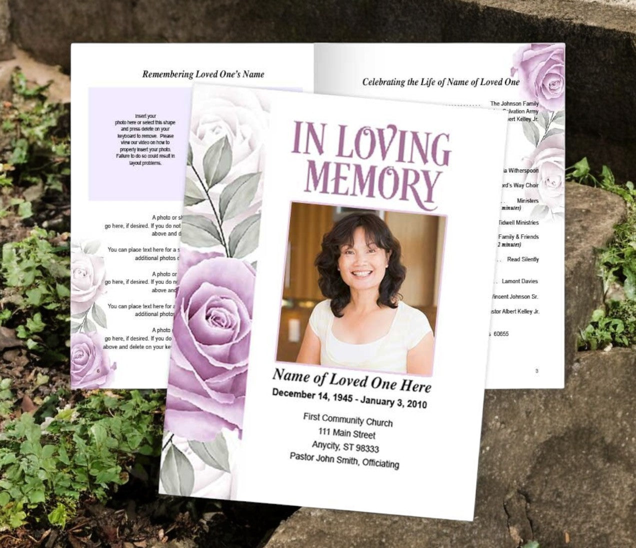 Rosette Funeral Booklet Template