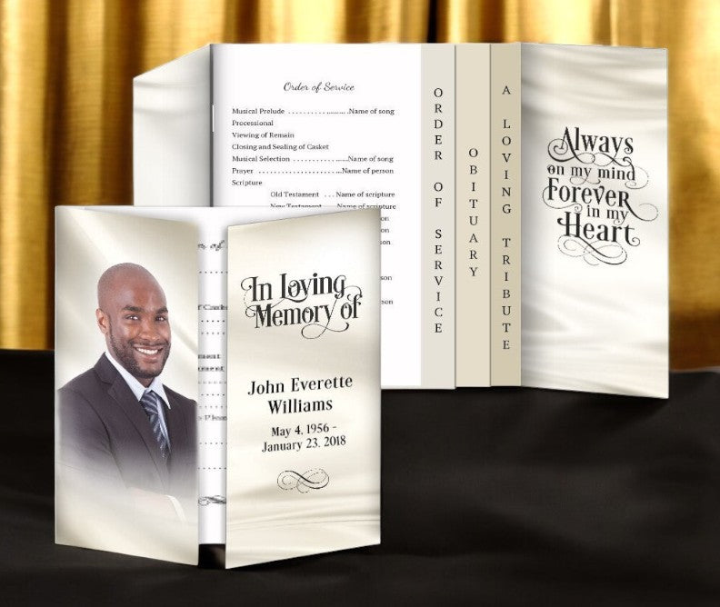 Satin Gatefold-Graduated Combo Funeral Program Design & Print (Pack of 50)