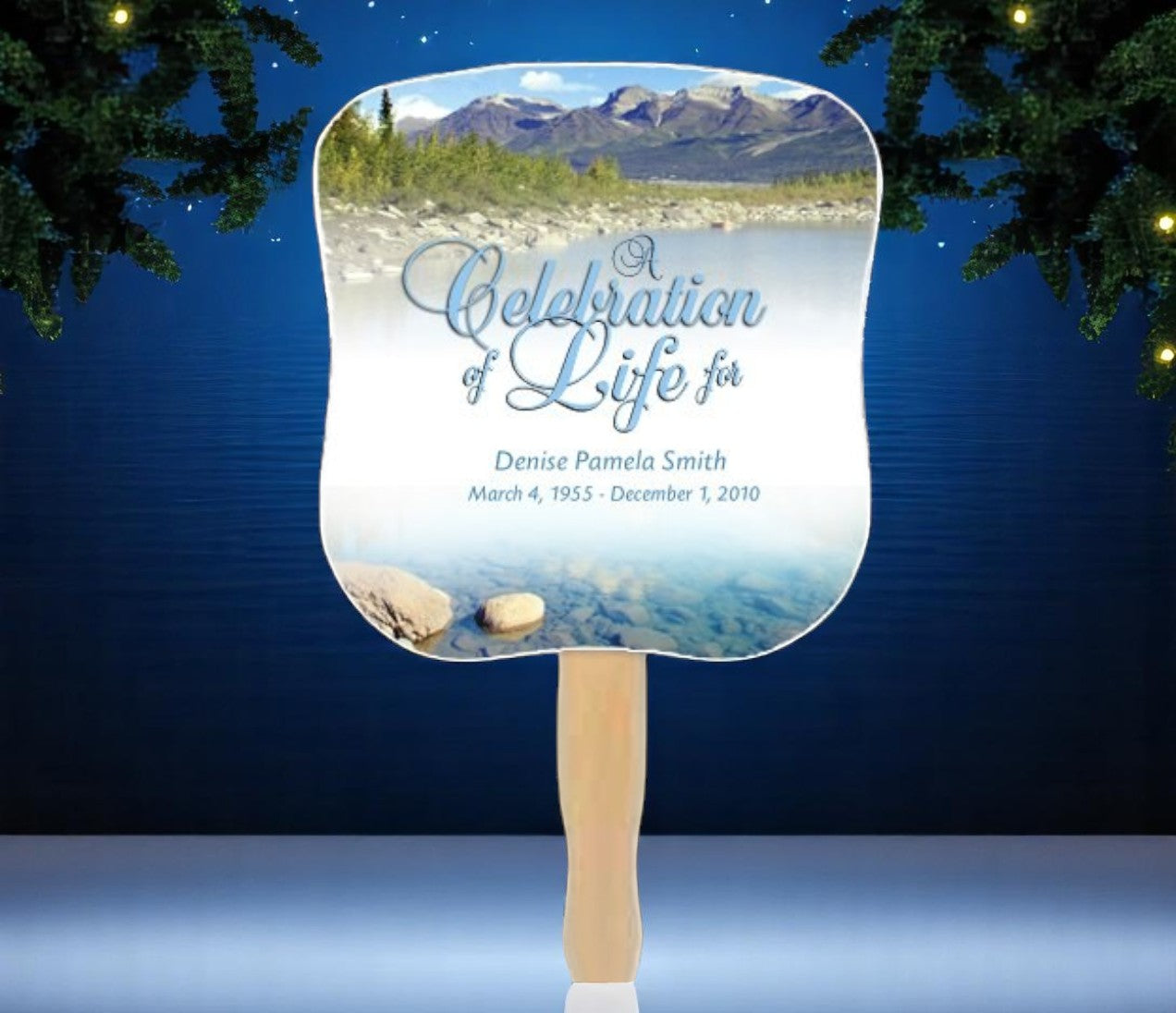 Sierra Memorial Fan With Wooden Handle (Pack of 10)