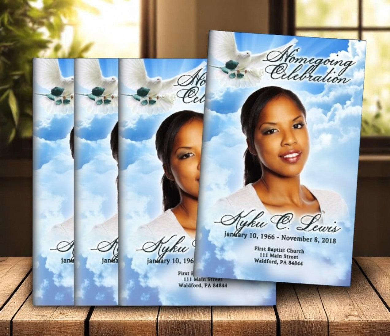 Peaceful Skies Bifold Funeral Program Design & Print (Pack of 50)