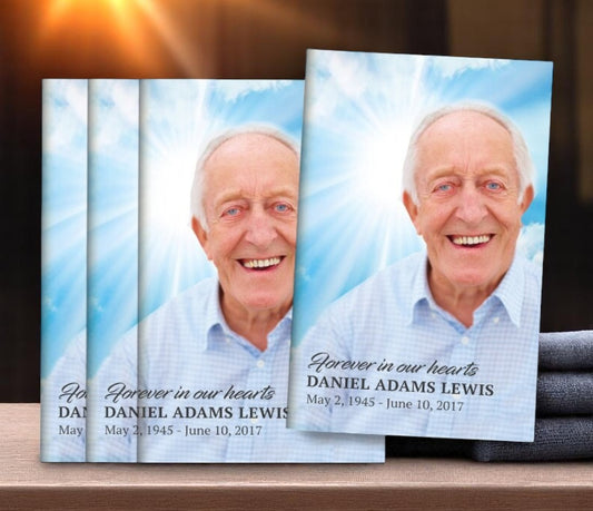 Sky Glow Bifold Funeral Program Design & Print (Pack of 50)