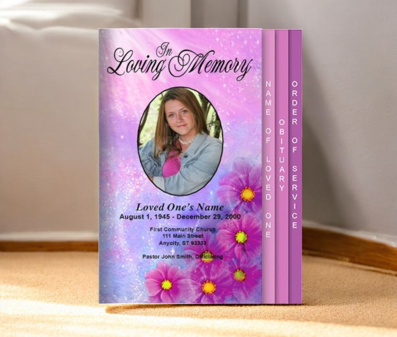 Sparkle 8-Sided Graduated Funeral Program Template