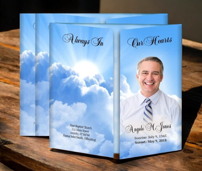 Sun Rays Gatefold Funeral Program Design & Print (Pack of 50)