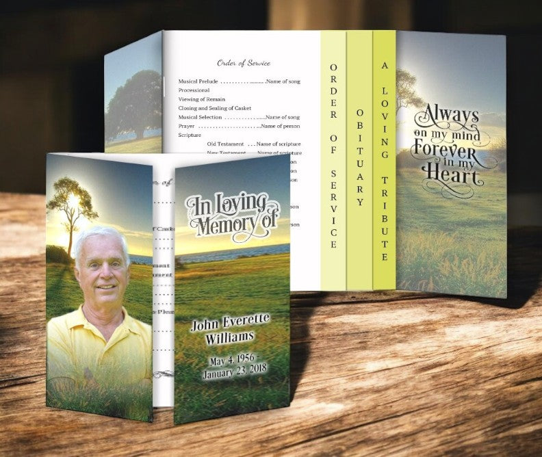 Sunset Breeze Gatefold-Graduated Combo Funeral Program Design & Print (Pack of 50)
