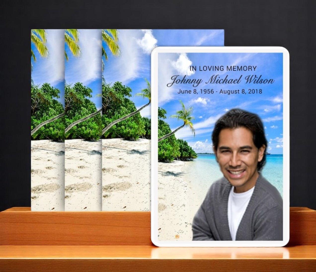 Tropical Beach Funeral Prayer Card Design & Print (Pack of 50)