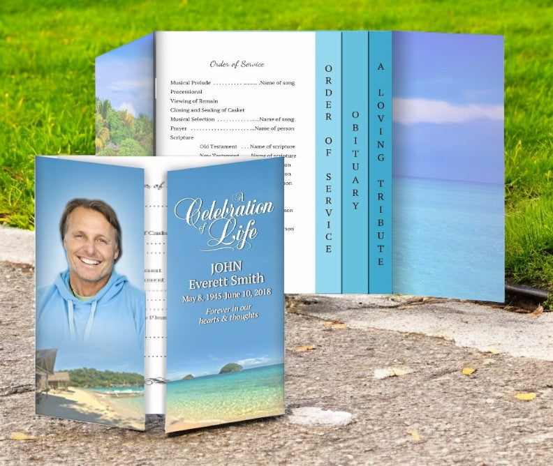 Tropical Gatefold-Graduated Combo Funeral Program Design & Print (Pack of 50)